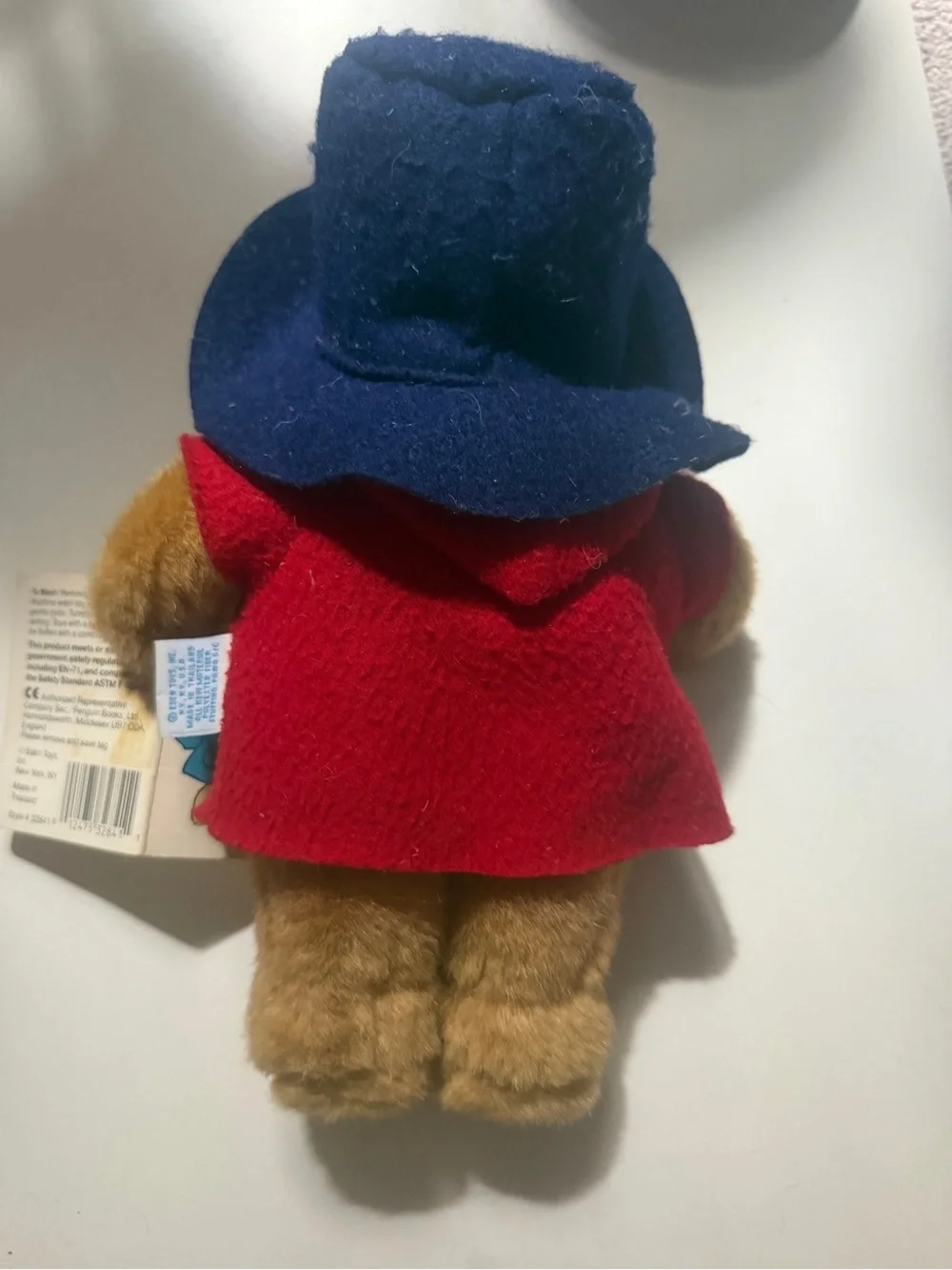 Classic Paddington-Style Plush Bear in Red Coat and Navy Hat